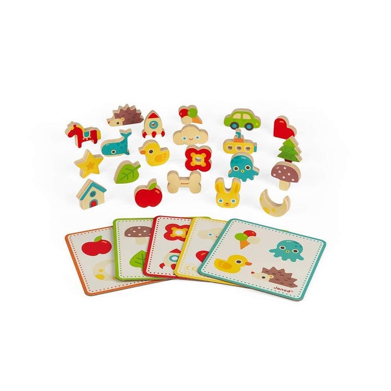 Janod Memory Touch Recognition Game - 21 Wooden Pieces - Ages 3+ - J05318 - Image 5